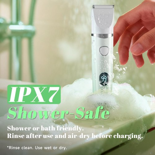 Fanovae 3-in-1 Bikini Trimmer for Women – Electric Razor for Women, Electric Body Hair Trimmer, IPX7 Waterproof, 120-Min Cordless, USB-C, Battery% Display – X3 Soft Mint Ombre