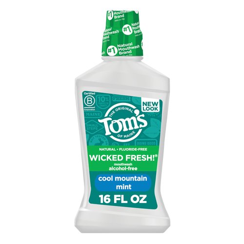 Tom's of Maine Natural Wicked Fresh Alcohol-Free Mouthwash, Cool Mountain Mint, 16 oz. 6-Pack (Packaging May Vary)