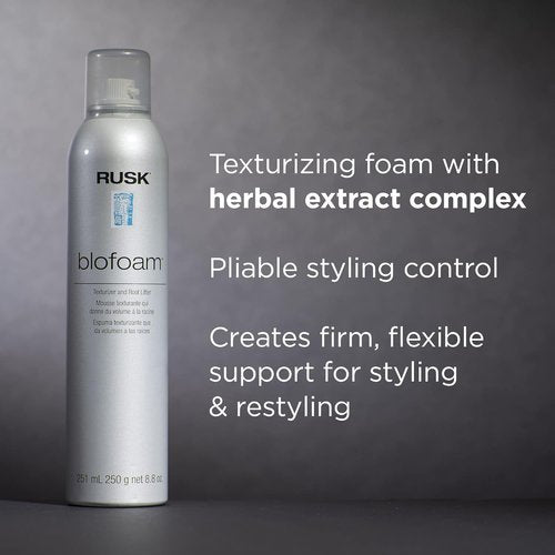 RUSK Blofoam Extreme Texture & Root Lifter - Spray-On Texturizing Foam, 8.8 Oz for Voluminous Hair