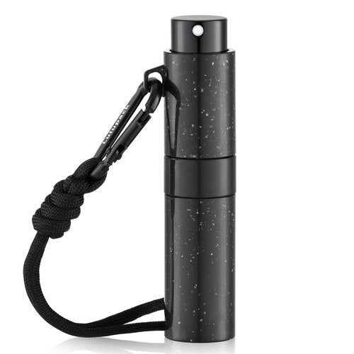 Lulupack Travel Perfume Bottle Refillable - Keychain Cologne Spray Atomizer Mini - Small Travel Size Sprayer Empty Refill Sample Container - Portable Fragrance Decant Dispenser for Women 8ml Black