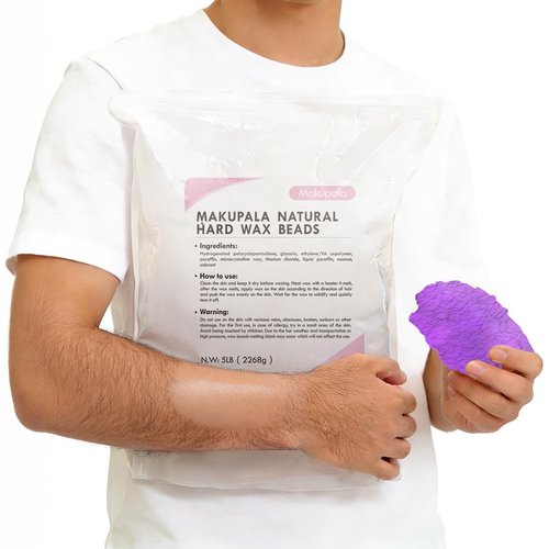 Makupala Professional Bulk Hard Wax Beads – 5LB (80oz) Jumbo Refill for Hair Removal, Purple Stripless Hard Wax for Coarse Hair, Brazilian, Bikini, Face & Body, Lavender Purple