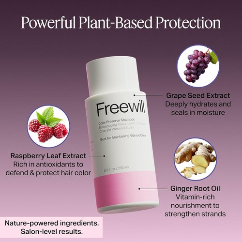 Freewill Color Preserve Shampoo - Gentle, Moisturizing Formula for Color-Treated Hair | 8.5 oz