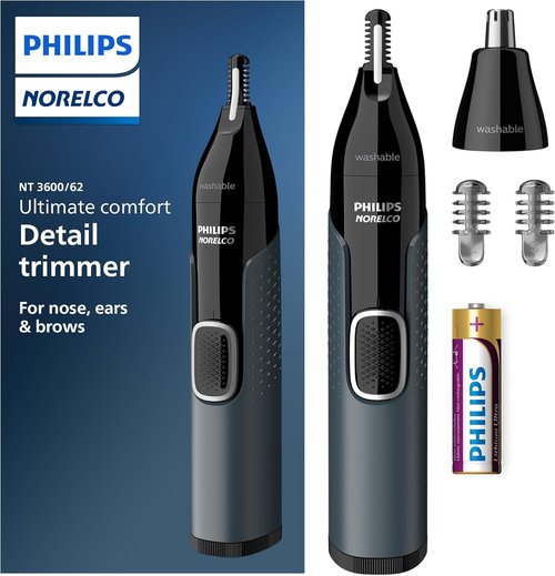 Philips Norelco Nose Trimmer 3000 - Precision Grooming for Nose, Ears & Eyebrows | NT3600/62