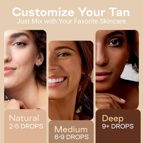 Self Tanning Drops Kit with Exfoliating Mitt to prepare your skin – Made in Korea, Natural Ingredients, Aloe Leaf Juice & Hyaluronic Complex Face & Body Non-Toxic, Fragrance-Free, Self tanner kit