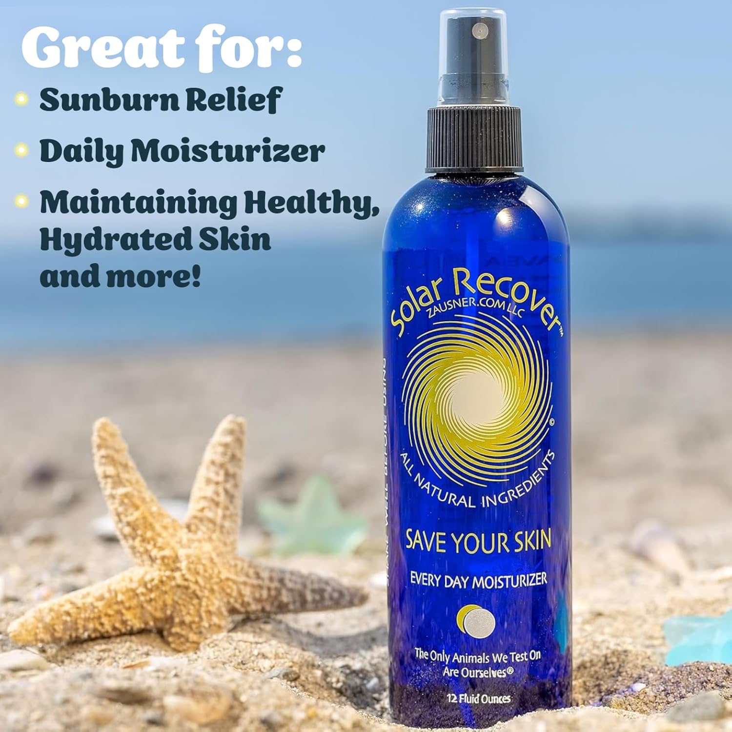 Solar Recover After Sun Moisturizing Spray - Hydrating Facial & Body Mist with Vitamin E | 12 Oz Sunburn Relief
