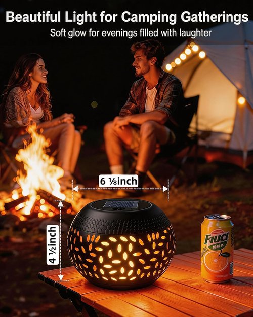 Skiennix Solar Table Lights - Waterproof 2-Pack Flickering Flame Lamps | Black Metal Decorative Lanterns for Outdoor Use