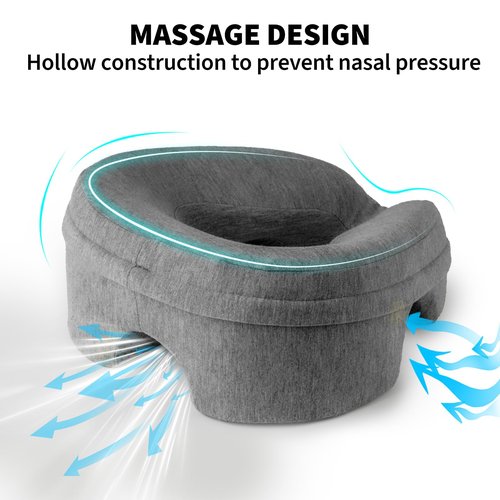Face Down Pillow Massage Headrest for Bed, Stomach Sleeping Pillow, BBL Pillow After Surgery Post Eye Surgery Recovery & Vitrectomy Recovery for Massage Tables, Piercing Pillows Removable Cover Black