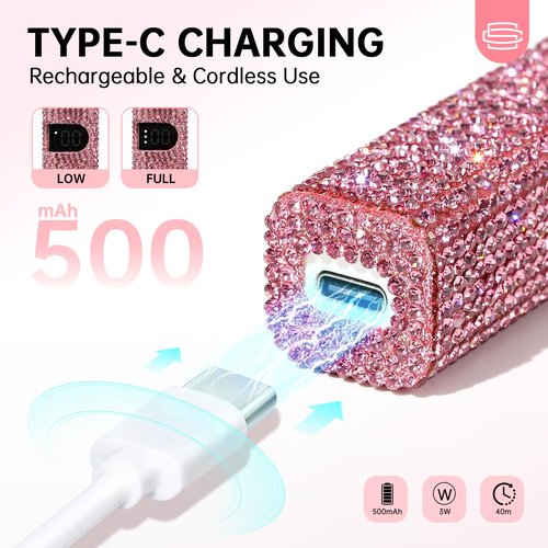 CHRISTINE SHELLY Handheld UV Light for Gel Nails, Mini LED Cordless Nail Lamp for Gel Nail Polish, Portable Flash Cure Lamp, Rechargeable USB Nail Dryer with LCD Display Fast Curing Home DIY