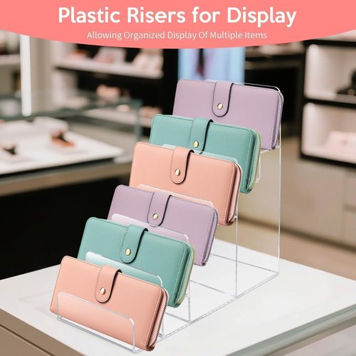 Hoceium 2PCS Acrylic Purse Display Stand,6-Tier Wallet Display Stand Purse Handbag Organizer Shelf,Clear Perfume Stand Jewelry Riser Rack,Acrylic Shelf for Cosmetic Perfume Jewelry Sunglasses Handbag