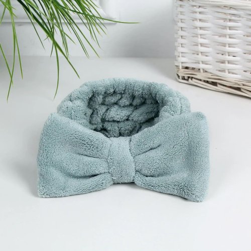 Skincare Microfiber Headbands by Spa - Soft, Stretchable Makeup & Yoga Hair Bands - Washable Terry Cloth, Cute Bowtie Design, 5-Pack
