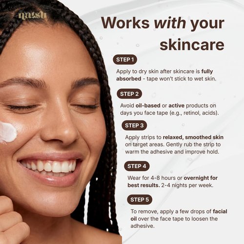 Overnight Anti Wrinkle Patches for Women - Japanese Face Tape for Forehead, Smile Lines - Stocking Stuffers Pre-Cut Kinesiology Face Tape in 2 Sizes - Skin Safe, Latex-Free