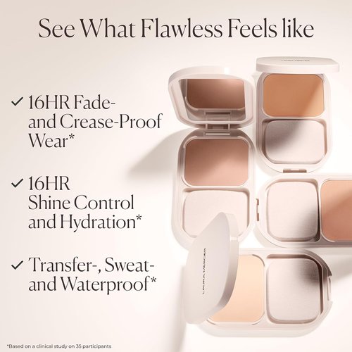 Laura Mercier Real Flawless Powder Foundation - Sheer to Medium Coverage, 16 HR Fade-Proof, Hydrating Compact