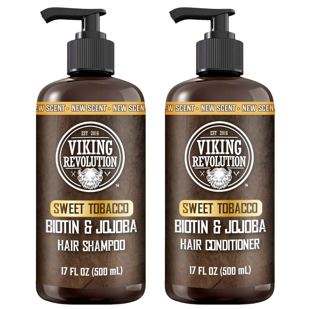Viking Revolution Men's Shampoo and Conditioner Set - Biotin & Jojoba Oil for Thinning Hair | 17 Oz