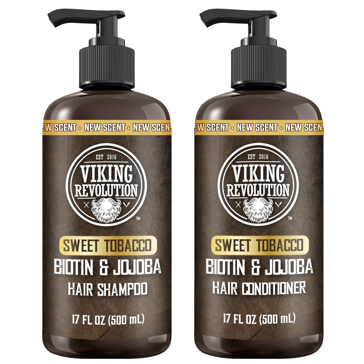 Viking Revolution Men's Shampoo and Conditioner Set - Biotin & Jojoba Oil for Thinning Hair | 17 Oz