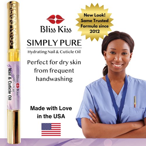 Bliss Kiss | 4 Lavender Vanilla | Oil Cuticle Pen w/Vitamin E & Jojoba⏤Nail Strengthener Nail Growth Serum for Brittle Peeling Breaking Thin Nails