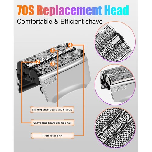 Braun 70S Electric Shaver Head Replacement - Compatible with Series 7 | 3-Pack for Ultimate Grooming
