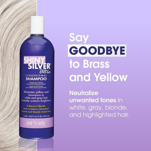 One 'n Only Shiny Silver Purple Shampoo - Argan Oil Toning for Blonde & Gray Hair - Moisturizes & Reduces Brassiness (1 Liter)