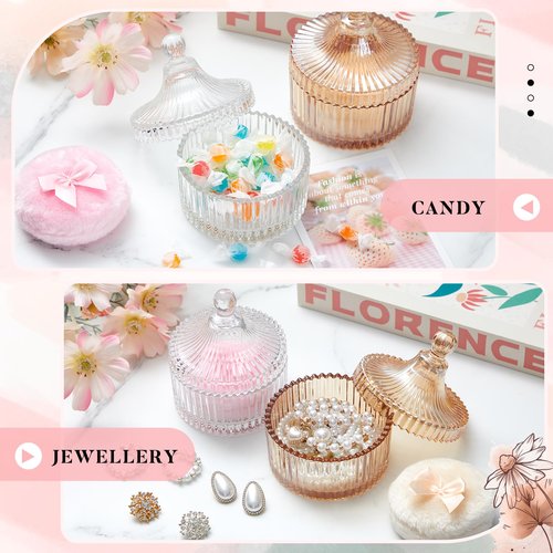 Tioncy 4 Pcs Large Body Powder Puff and Container Extra Large Body Powder Puff Dish Soft Washable Reusable Fluffy Makeup Sponge Wet Dry(Simple,Clear and Amber)