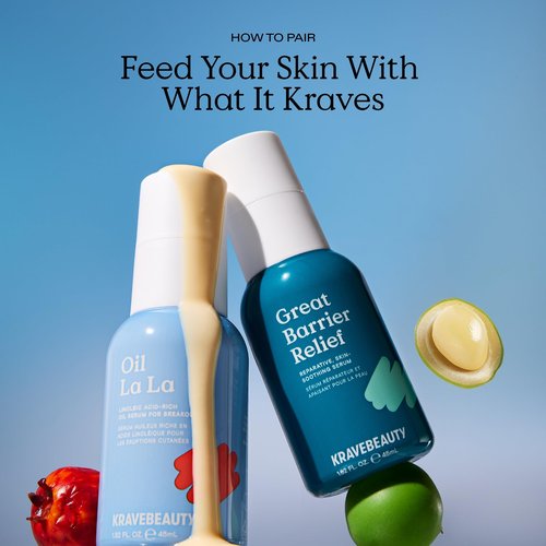 KraveBeauty Great Barrier Relief Serum for Dry or Sensitive Skin, Hydrates and Repairs the Skin Barrier, Soothing Facial Serum with Ceramides & Niacinamide, Fragrance Free, 45 mL