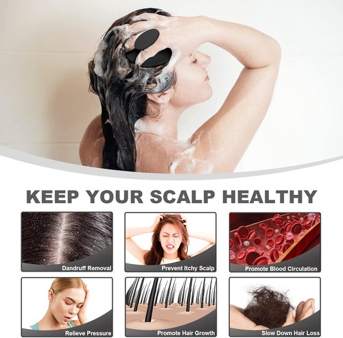 Meartchy Silicone Scalp Massager - Hair Growth & Dandruff Removal Brush | Soft Bristles for Wet/Dry Care (Black)