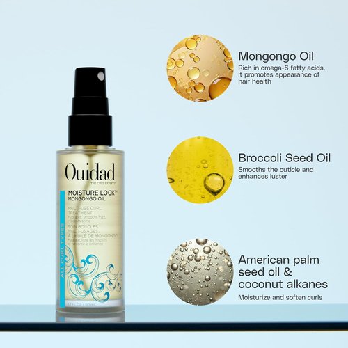 Ouidad Moisture Lock Mongongo Hair Oil - Fast-Absorbing Leave-In Treatment for Curly Hair, 1.7 fl oz | Hydrates & Restores Natural Luster