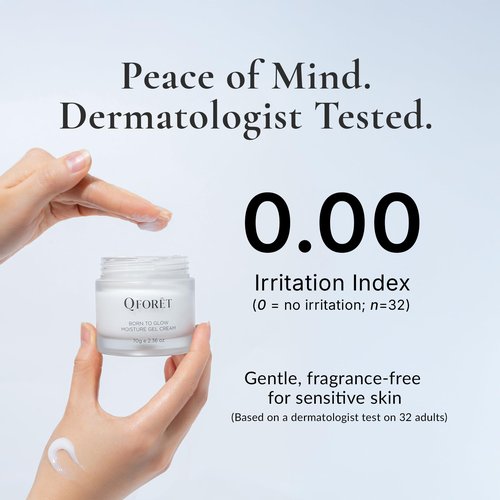 QFORET Born to Glow Face Moisturizer – Hydrating & Firming Gel Cream, Fragrance-Free Makeup Prep, Vegan Mucin + Ceramide + Peptides, K-Beauty, 2.36 fl oz
