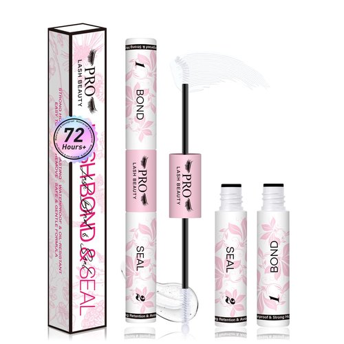 PROLASHBEAUTY Lash Cluster Glue Clear Lash Glue Lash Bond and Seal for Eyelash Clusters 2-3S Fast Drying Waterproof Strong Hold 72H+ Eyelash Glue (10ml, Clear Bond & Clear Seal)