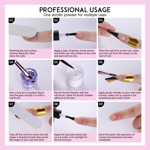 Acrylic Nail Kit with Drill: 20g Clear White Pink Acrylic Powder and Liquid Beginners Set - Professional Brushes Nail Tips Nail Supplies - Full Tools Extensions Starter for Women Home & Salon