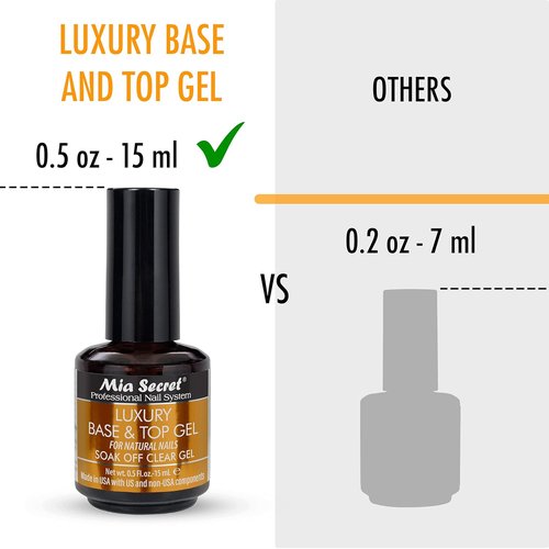 Mia Secret Clear Gel Polish - Luxury Base & Top Coat - High Gloss Finish - 15ml