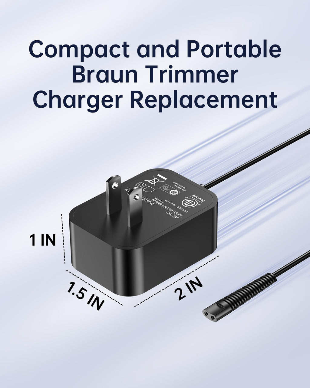 WUKUR 12V Charger Compatible with Braun Shaver Series 3/7/5/1/9, Charging Cord for Braun Electric Razor Shaver Trimmer 3040s, 310s, 340S, 5190cc, 5040s, 740S, 7865, 9290cc, 9095cc Replacement Adapter