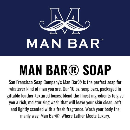 San Francisco Soap Company Man Bar - Bergamot & Cognac Fragrance - Invigorating & Chemical-Free - Made in the USA
