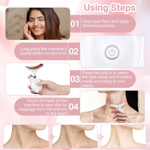 Neck Facial Massager, Light Face Neck Massager for Skin Care, Multifunctional Facial Skincare Tools with Vibration, at Home