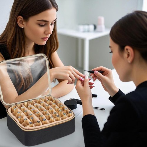 Hautton Nail Polish Organizer Holds 126 Bottles, Extra Large Storage Bag with 3 individual drawers, Professional Sturdy Lamp Supplies Nail Polish Travel Case Gift for Manicurist -Black