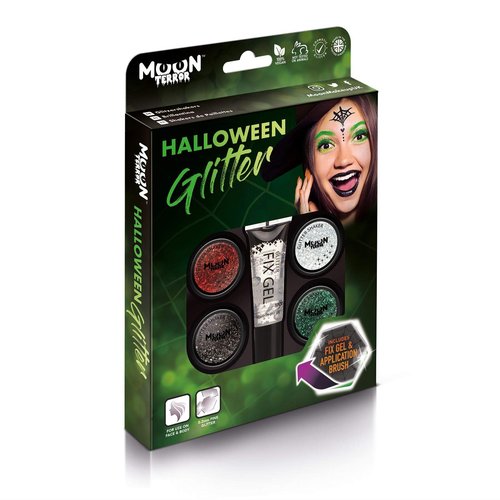 Halloween Glitter Shakers by Moon Terror - Boxset - SFX Make up, Festival Glitter for Face Body Hair, Special Effects Make up - 0.17g