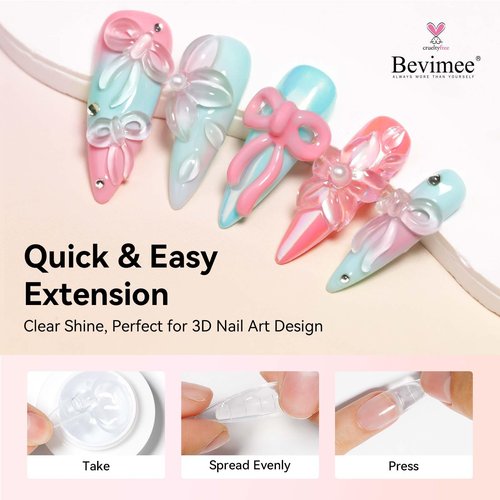 Bevimee 18g Solid Builder Gel for Nails 15g 3D Nail Sculpting Gel for Nail Art, Clear Non-Stick Hand for Modeling, Sculpture, Nails Extension UV/Led Manicure DIY at Home