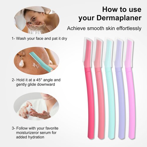 Face Razors for Women, Dermaplane Razor for Women Face, Eyebrow Razor, Dermaplaning Tool, Gentle Exfoliation Microblades for Sensitive Skin, Peach Fuzz Remover