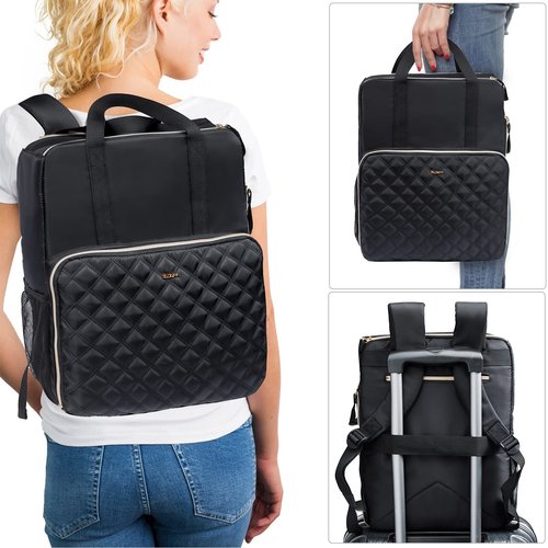 ELCUPA Nail Polish Organizer Backpack Holds 84-93 Bottles and a Nail Lamp, Nail Tech Storage Case Large Nail Polish Bag with 3 Removable Boxes and Tools Organizer Sections(Black)