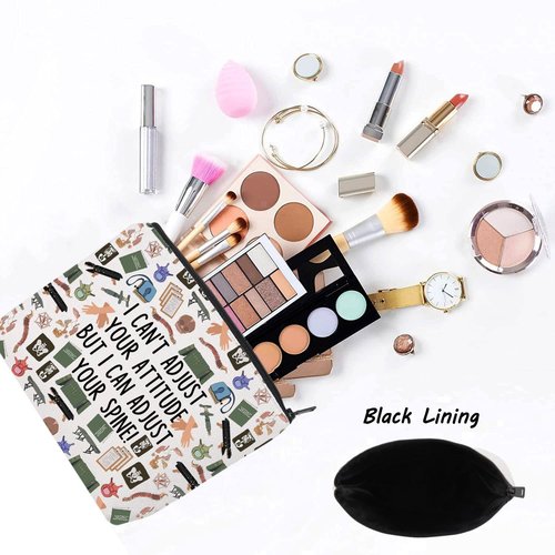 LEVLO Chiropractor Cosmetic Bag Massage Therapist Gift I Can't Adjust Your Attitude But I Can Adjust Your Spine Zipper Pouch Bag(I CAN'T ADJUSTBag)