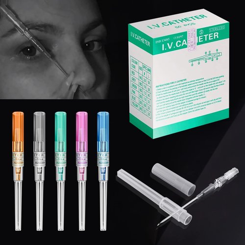 IV Catheter Piercing Needles 50Pcs - Combofix 22G Catheter Needles Kit for Ear Nose Lip Belly Navel Body Piercing Needles Hollow IV Start Kits Piercing Supplies Tools