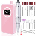 Nail Drill, Portable Electric Nail File 50000RPM, Rechargeable Nail Drill Professional with Bits for Acrylic Gel Nails, E-File Machine Manicure Polishing for Salon Home,Pink