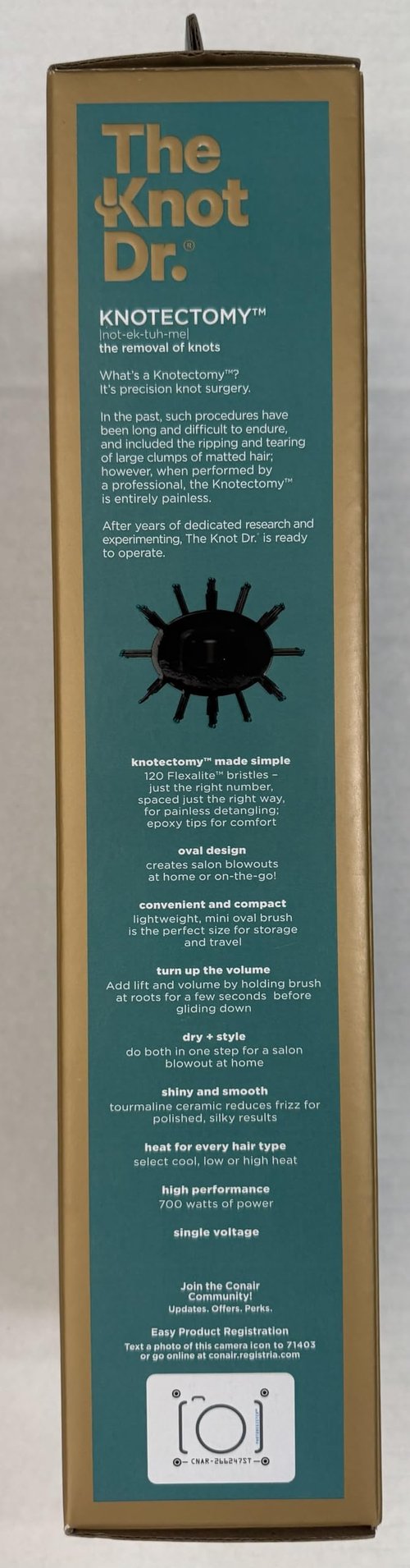 Infiniti Pro by Conair The Knot Dr, All-in-One Compact Oval Hair Dryer Brush, Limited Edition Emerald, 700W