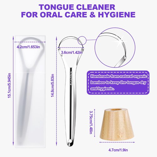 Acelike Tongue Scraper for Adults with 2 Holder and 2 Travel Case, Metal Tongue Scraper for Tongue Cleaning and Reducing Bad Breath,100% Stainless Steel Tongue Scraper, Tongue Cleaner for Adults