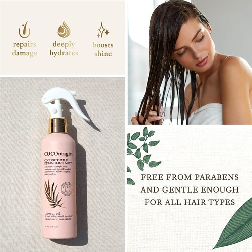 Cocomagic Coconut Milk Detangling Mist - Extra Moisturizing Leave-In Detangler | Boost Shine & Restore Vibrancy | Paraben Free (8 oz)
