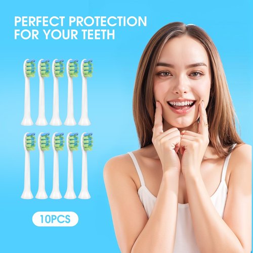Toolsy 10 PCS Replacement Heads Compatible with 7am2m AM100/AM101/AM105/AM111 Electric Toothbrush, 10 Count (White)