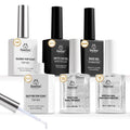 Beetles 6 Pcs 15ml Glossy & Matte Gel Top and Base Coat Set with Protein Nail Prep Dehydrator and Primer Acid-Free & Hema-Free Dehydrate Bond Primer t for Acrylic & Gel Nail Polish Gifts
