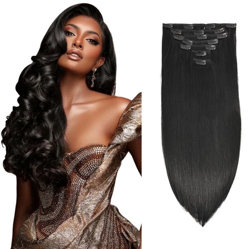 Clip in Hair Extensions Real Human Hair 120g 7pcs Human Hair Clip in Extensions 14 Inch Natural Black #1B Thickened Straight Real Hair Extensions Clip in Human Hair