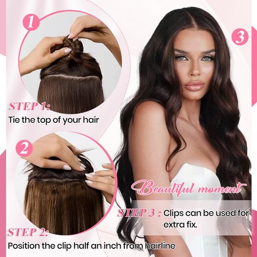 CWRDK Clip in Hair Extensions Real Human Hair, 100% Brazilian Remy Human Hair Clip ins for Women, Straight Seamless Double Weft Hair Extensions, Invisible 8pcs, 16 Inch 90g, #1B Natural Black