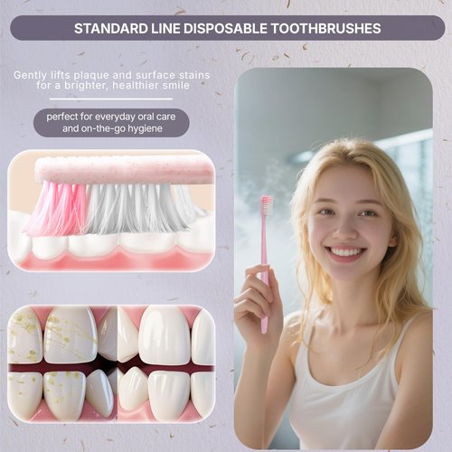 Fresings 48-Pack Disposable Toothbrushes Individually Wrapped, Soft PBT Bristle Bulk Portable Travel Toothbrushes for Adults & Kids, Guest Bathroom, Hotel, Camping, Donation - 4 Gemstone Colors