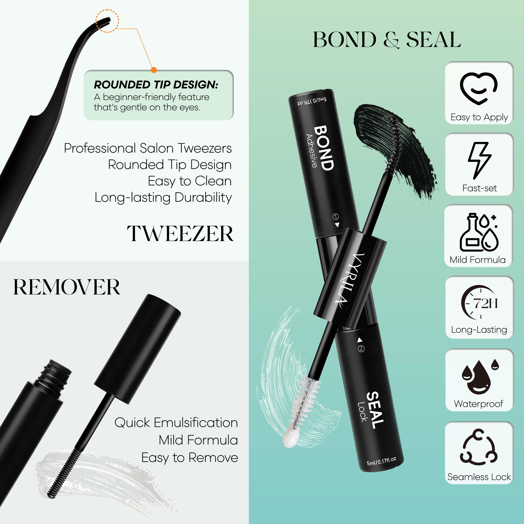 VYRILA Lash Clusters Kit 0.05mm Individual Lashes, 3D Wispy Lashes, 0.1mm Super Thin Band Resuable Natural Lashes,D Curl Faux Mink Lashes,120pcs Lash Extension (Green Charm-D-0.05-8-16mix-Kit)