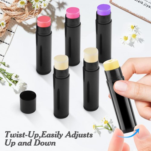 150 Pcs 5.5g Twist-up Lip Balm Tubes,Empty Plastic Chapstick Containers Rotatable Deodorant Sample Containers for DIY Lipsticks,Lip Gloss,Homemade Solid Perfume,Suitable for Filling Tray,Black